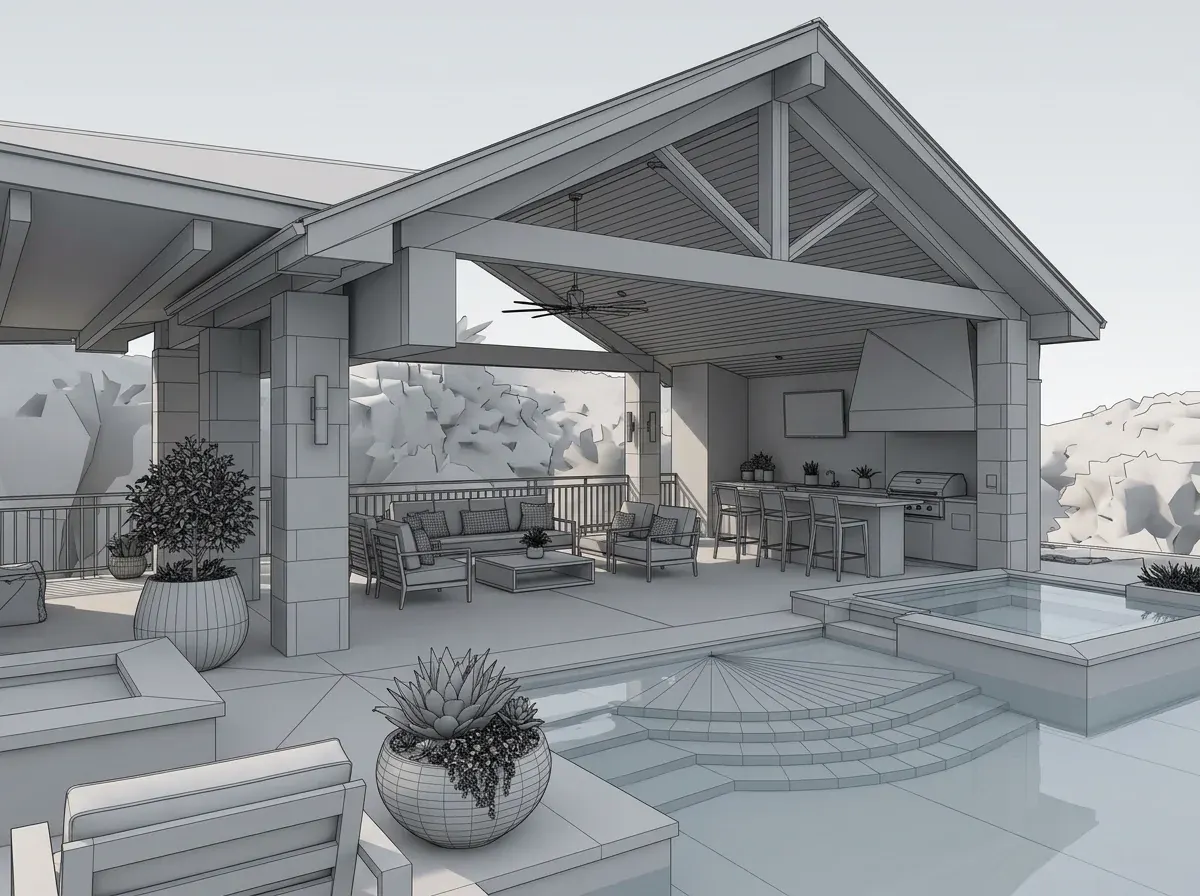 Three-dimensional design rendering of a custom TWT structure prior to construction